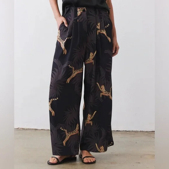 Ruti Front Pleat Wide Leg Pants in Jungle Cheetah - Picture 2 of 8